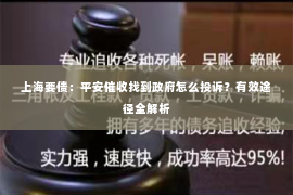 上海要债：平安催收找到政府怎么投诉？有效途径全解析