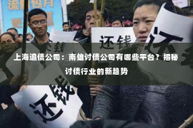 上海追债公司：南雄讨债公司有哪些平台？揭秘讨债行业的新趋势