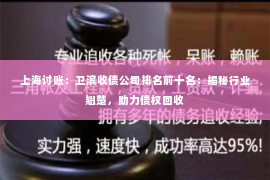 上海讨账：卫滨收债公司排名前十名：揭秘行业翘楚，助力债权回收
