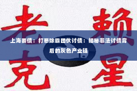 上海要债：打恶除霸团伙讨债：揭秘非法讨债背后的灰色产业链