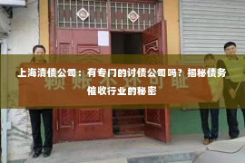 上海清债公司：有专门的讨债公司吗？揭秘债务催收行业的秘密