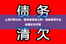 上海讨债公司：催收最怕哪三种：揭秘催收行业的痛点与对策