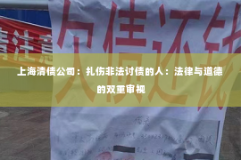 上海清债公司：扎伤非法讨债的人：法律与道德的双重审视