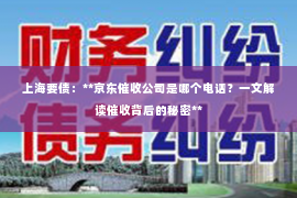 上海要债：**京东催收公司是哪个电话？一文解读催收背后的秘密**