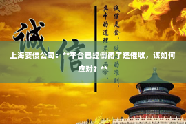 上海要债公司：**平台已经倒闭了还催收，该如何应对？**