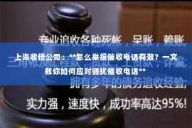 上海收债公司：**怎么举报催收电话有效？一文教你如何应对骚扰催收电话**
