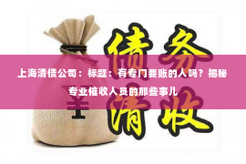 上海清债公司：标题：有专门要账的人吗？揭秘专业催收人员的那些事儿