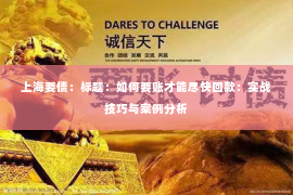 上海要债：标题：如何要账才能尽快回款：实战技巧与案例分析