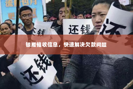 银雁催收信息，快速解决欠款问题