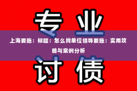 上海要账：标题：怎么找单位领导要账：实用攻略与案例分析