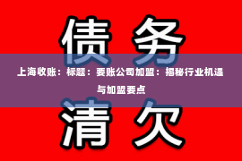 上海收账：标题：要账公司加盟：揭秘行业机遇与加盟要点