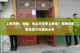 上海清债：标题：怎么从抖音上要账？揭秘抖音催收技巧与案例分析