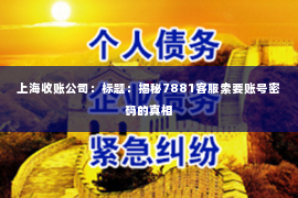 上海收账公司：标题：揭秘7881客服索要账号密码的真相