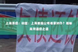 上海清债：标题：上海要账公司哪家好办？揭秘高效追债之道