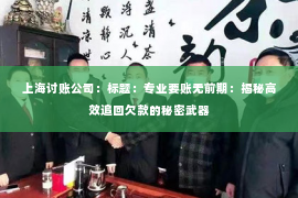 上海讨账公司：标题：专业要账无前期：揭秘高效追回欠款的秘密武器