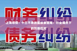 上海收债：十三不亲改编版要账难：行业痛点下的创新应对