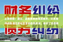 上海收债：湛江，这座美丽的海滨城市，以其独特的地理位置和丰富的自然资源，吸引了无数商贾前来投资兴业。然而，在商业活动中，债务问题也时常困扰着企业和个人。今天，我们就来聊聊湛江专业催收债务的那些事儿。