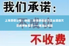 上海清债公司：标题：探寻那些助力企业追回欠款的神秘名字——要账公司篇