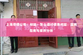 上海收债公司：标题：怎么追讨债务问题：实用指南与案例分析