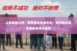 上海收账公司：债务催收管理平台：高效解决债务难题的得力助手