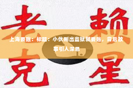 上海要账：标题：小伙刚出监狱就要账，背后故事引人深思