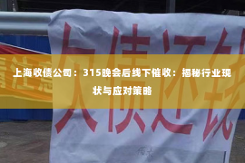 上海收债公司：315晚会后线下催收：揭秘行业现状与应对策略
