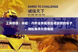 上海收债：标题：巧妙运用催收应收账款的句子，轻松解决欠款难题