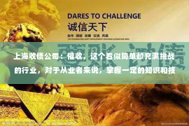 上海收债公司：催收，这个看似简单却充满挑战的行业，对于从业者来说，掌握一定的知识和技能是必不可少的。那么，对于想要从事或已经从事催收工作的人来说，看哪些书籍能够帮助他们提升自己的专业能力呢？下面，我就来为大家推荐几本值得一读的书籍。