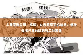 上海要账公司：标题：山东泰安手机催收：揭秘催收行业的现状与应对策略