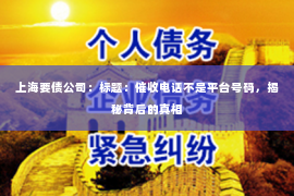 上海要债公司：标题：催收电话不是平台号码，揭秘背后的真相