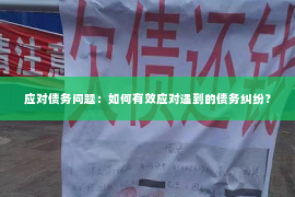 应对债务问题：如何有效应对遇到的债务纠纷？