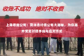 上海收账公司：菏泽市讨债公司大揭秘，为你揭开常见讨债手段与应对方式