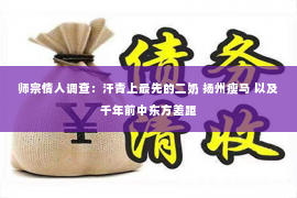 师宗情人调查：汗青上最先的二奶 扬州瘦马 以及千年前中东方差距