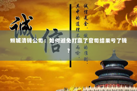 朔城清钱公司：如何避免打赢了官司结果亏了钱？