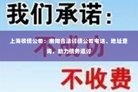 上海收债公司：南阳合法讨债公司电话、地址查询，助力债务追讨