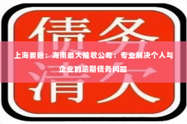 上海要账：海南最大催收公司：专业解决个人与企业的逾期债务问题