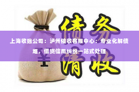 上海收账公司：泸州催收客服中心：专业化解债难，借贷信用纠纷一站式处理