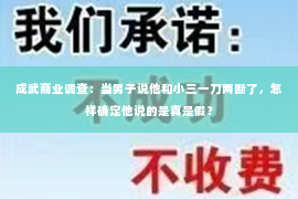 成武商业调查：当男子说他和小三一刀两断了，怎样确定他说的是真是假？