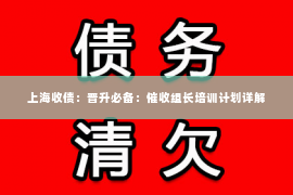 上海收债：晋升必备：催收组长培训计划详解