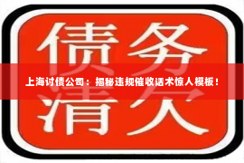 上海讨债公司：揭秘违规催收话术惊人模板！