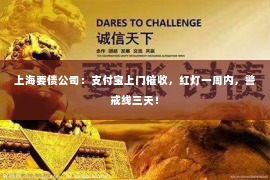 上海要债公司：支付宝上门催收，红灯一周内，警戒线三天！