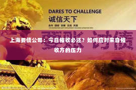 上海要债公司：今日催收必还？如何应对来自催收方的压力