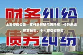 上海要债公司：支付宝催收范围详解：债务追缴、逾期催收、个人征信修复等