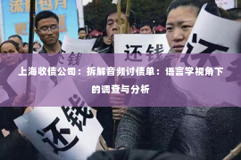 上海收债公司：拆解音频讨债单：语言学视角下的调查与分析