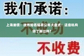 上海要债：抚州知名催收公司大盘点：这些机构你了解过吗？