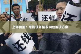 上海要账：恩施债务催收问题解决方案