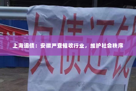 上海追债：安徽严查催收行业，维护社会秩序
