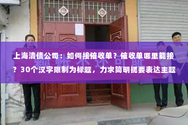 上海清债公司：如何接催收单？催收单哪里能接？30个汉字限制为标题，力求简明扼要表达主题。