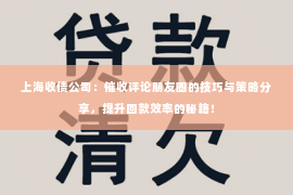 上海收债公司：催收评论朋友圈的技巧与策略分享，提升回款效率的秘籍！