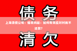 上海清债公司：催收问题：如何有效应对村民不还款？